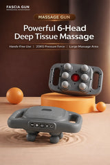 Premium Muscle Massage Gun with 6 Massage Heads, LCD Display, Deep Tissue Percussion Therapy, 5+ Speed Levels, 15W Rechargeable Cordless Body Massager, 2000mAh Battery