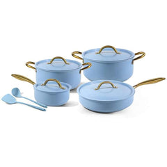 OSFE Cookware Set 10 PCS (28, 24 cm Casserole, 28 cm Pan, 18 cm  Saucepan, 2pcs Silicone Utensils)