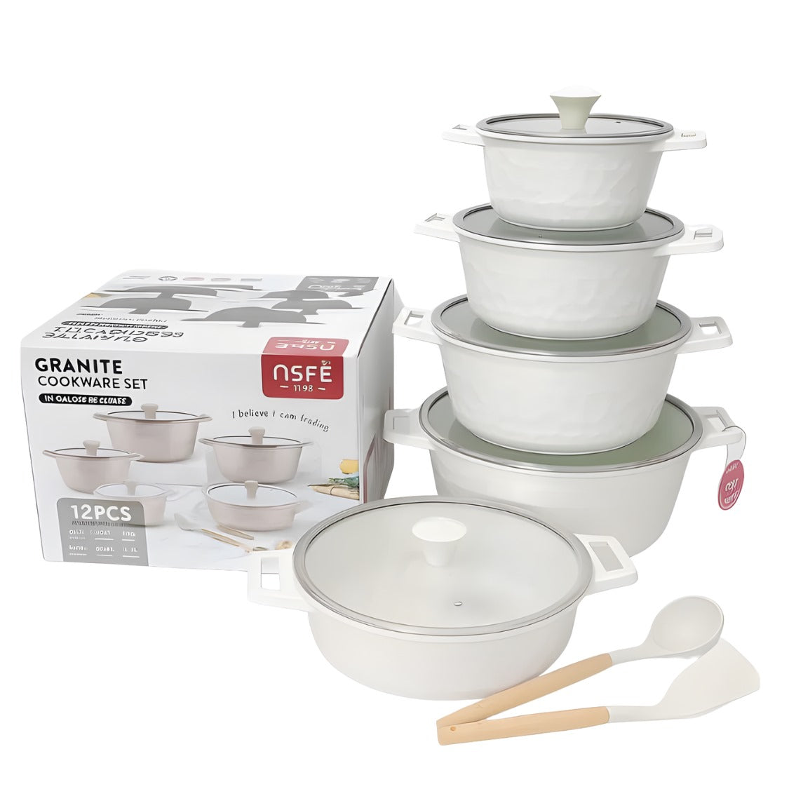 OSFE Granite Cookware Set 12 pcs - Cream