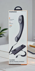 Porodo Classic Retro Phone Handset with USB-C Connector, Noise-Cancelling Microphone, 28mm Speaker and Coiled Cable