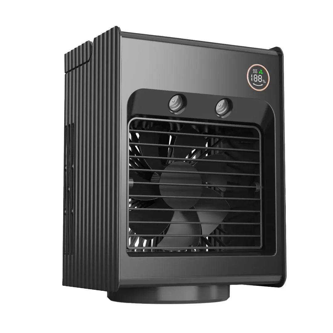 Porodo Lifestyle Air & Mist Portable Cooling Fan with Dual Mist Outlet, Automatic Oscillation, LED Night Light and 4000mAh Rechargeable Battery