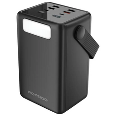 Porodo Lara 80000mAh Power Bank with Integrated Cables & Flashlight - Black