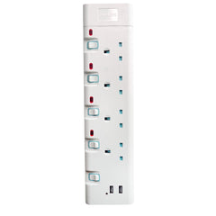 Philips Extenstion 4 Bs Outlets Indv. Switch +2 Usb 2m Cord