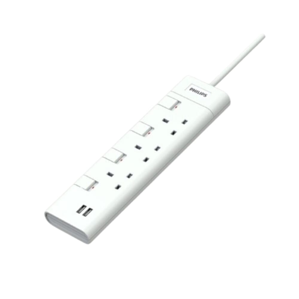 Philips Extenstion 3 Bs Outlets Indv. Switch +2 Usb 2m Cord