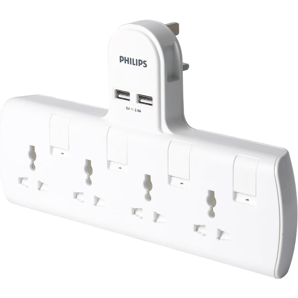 Philips Power Socket 4 Bs Fuse Plug With Individual Lighting Switch 13a 250v~ 3250w