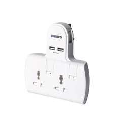 Philips Power Socket 3 Bs Fuse Plug + 2 Usb (2.4 A) With Individual Lighting Switch 13a 250v~ 3250