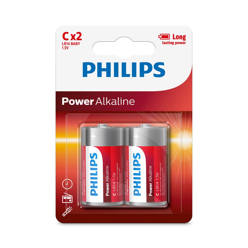 بطارية فيليبس قلوية C 1.5 فولت قطعتين (LR14P2B/97)
