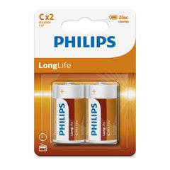 بطارية فيليبس زنك Longlife حجم C بجهد 1.5 فولت، قطعتان (R14L2B/97)