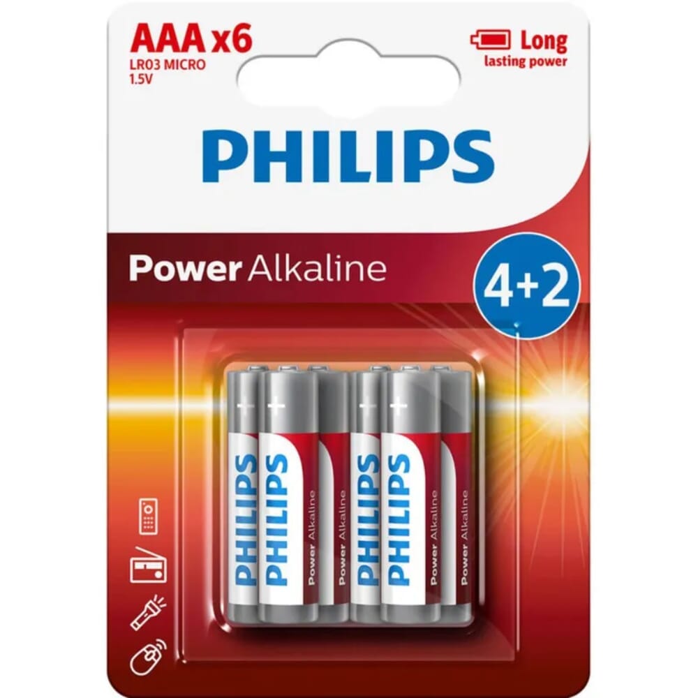 Philips Battery Alkaline Aaa Promo Pack (4 + 2) Blister
