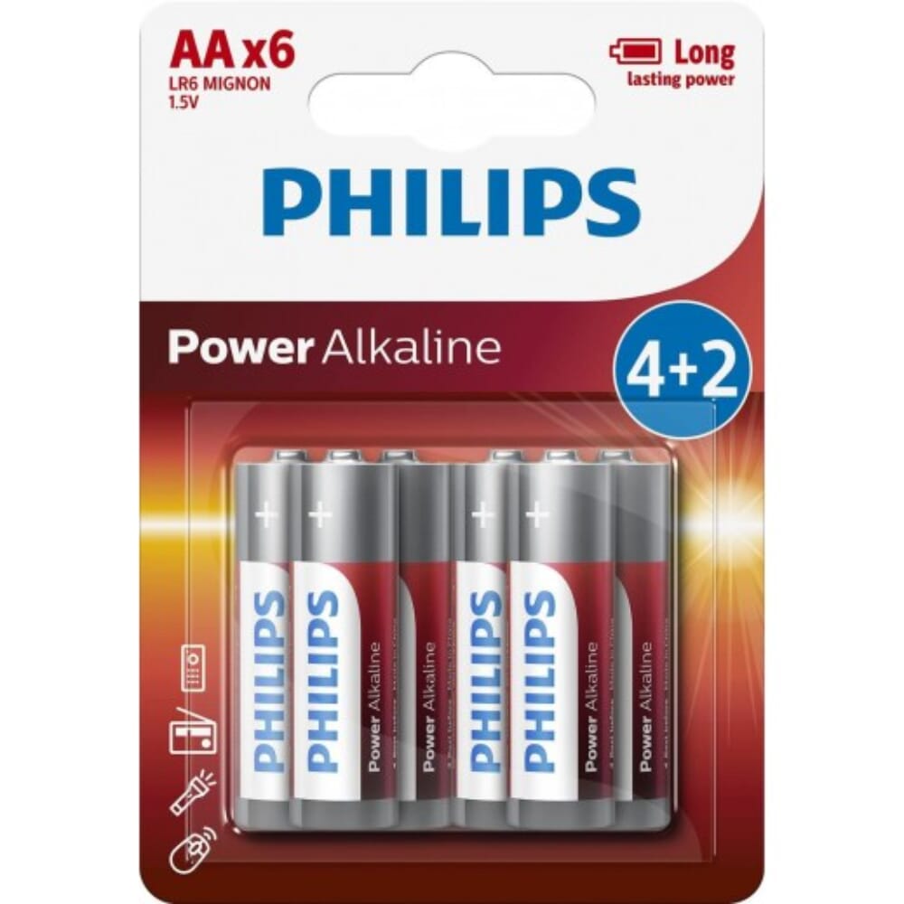 Philips Battery Alkaline Aa Promo Pack (4 + 2) Blister