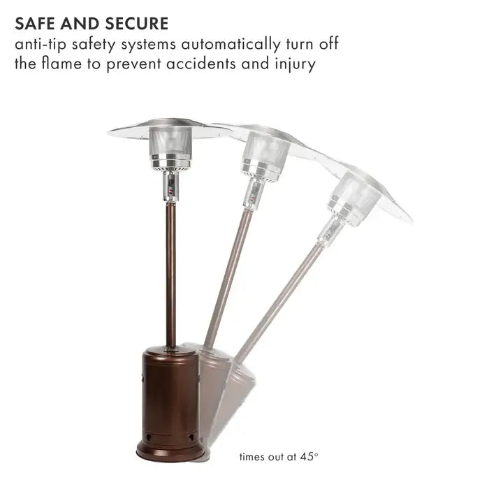 High-Powered Vertical Outdoor Gas Patio Heater - 13000W - Brown