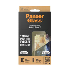 PanzerGlass Ultra-Wide Fit Anti-Reflective and Blue Light Screen Protector for iPhone 15