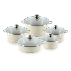 Hot Chef 10-Pcs Aluminium Marble Coating Nonstick Kitchenware Cookware Set