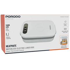 Porodo Lifestyle Heatmate Waterless Electric Lunch Box with Smart Thermostat Control – White