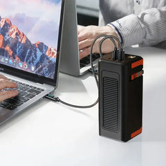 Porodo PowerBoost 50000mAh Power Bank with Retractable Cable 70cm - Black