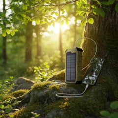 Powerology Solara Solar Power Bank, 10000mAh Capacity, Solar Charging Panel, Dual USB Output, LED Flashlight, Fast Charging, Compact Rugged Design, Overcharge Protection | PPBCHA100KH