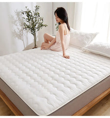 Foldable Soft Cushion Mattress Topper with Quilted Surface & Elastic Fitting Straps