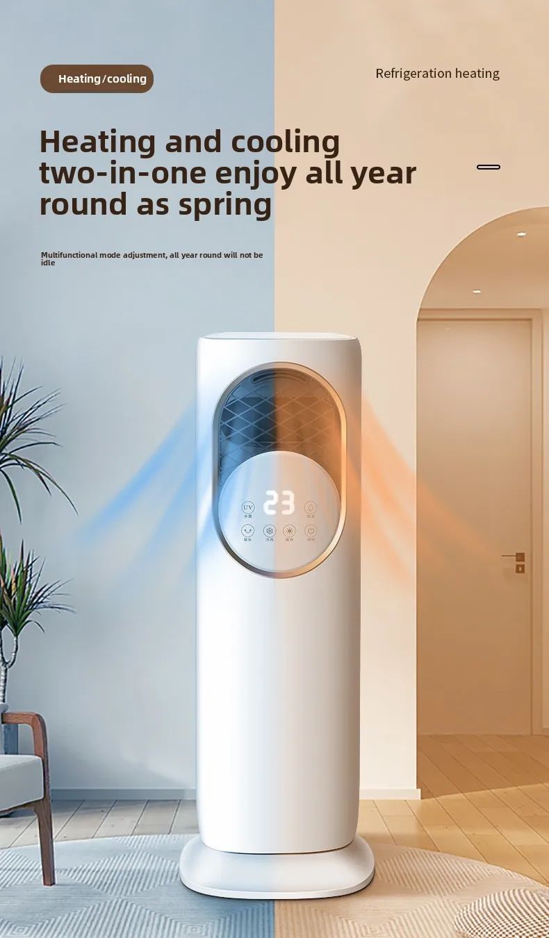 5-in-1 Cooling & Heating Tower Fan with Misting, Humidifier, UV Sterilization, LCD Touch Screen & Ice Crystal Cooling – 1800W Heater, 60W Cooler