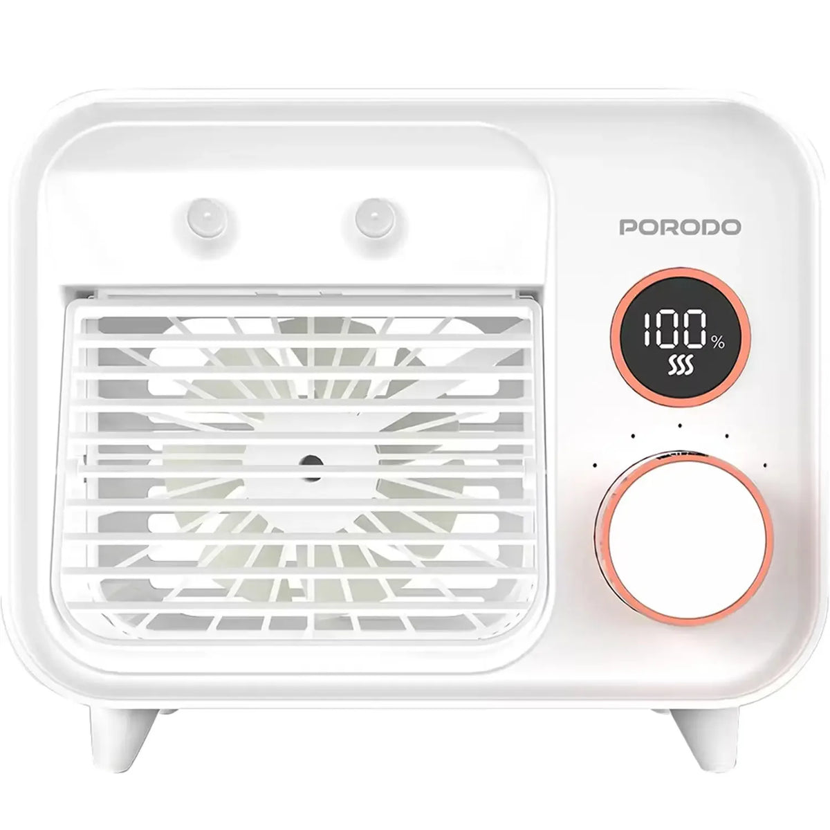Porodo Mini Mist Fan Desktop Air Cooler with 250mL Water Tank, Smart LED Display, USB-C Rechargeable 2000mAh Battery, 5 Speed Personal Cooling Fan & LED Night Light