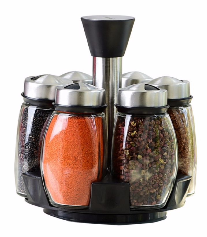 6 pcs Rotating Condiment Spice Jars Set for Kitchen