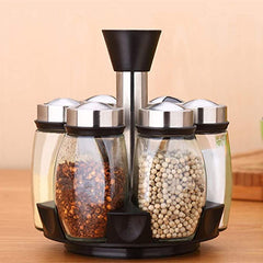 6 pcs Rotating Condiment Spice Jars Set for Kitchen