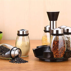 6 pcs Rotating Condiment Spice Jars Set for Kitchen