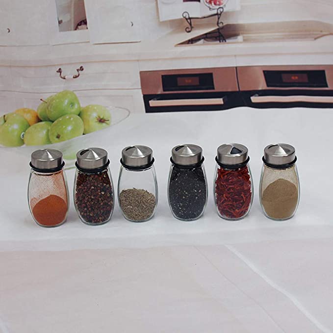 6 pcs Rotating Condiment Spice Jars Set for Kitchen