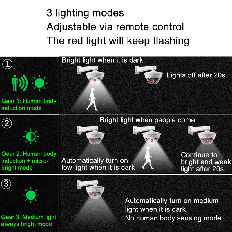 مصباح LED يعمل بالطاقة الشمسية مع جهاز تحكم عن بعد ومستشعر حركة بثلاثة أوضاع