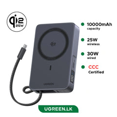 UGREEN 10000mAh 25W Qi2 Magflow Magnetic Wireless Power Bank – PB773 – 85956B – 1 Year Warranty