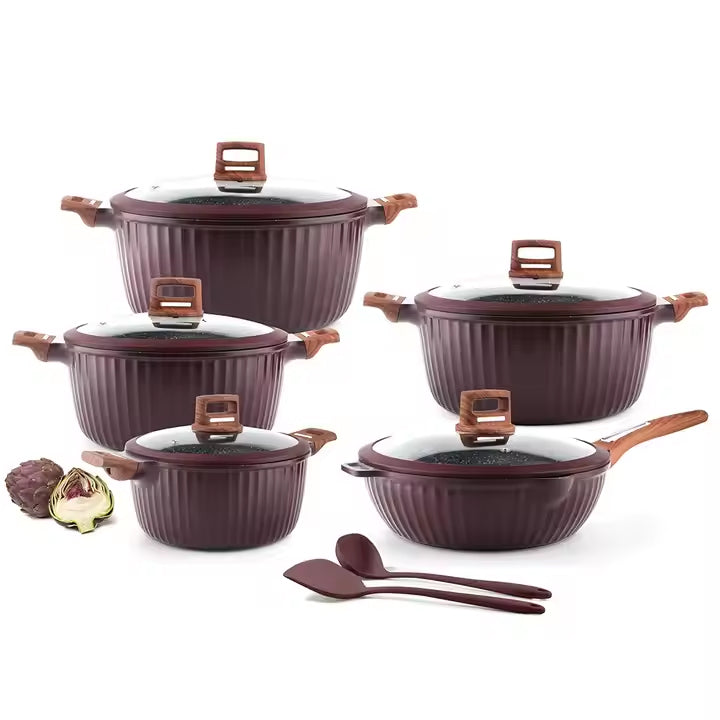 OSFE Cookware Set - 12 pcs - Burgundy