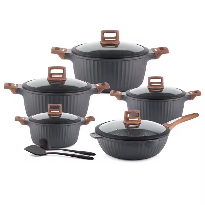 OSFE Non-Stick Cookware Set 12 Pcs - Grey