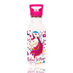 Magic Color Changing Bottle with Sipper Straw - 600 ML Stainless Steel