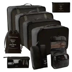9-Piece Travel Packing Organizer Set with 3 Mesh Compression Packing Cubes, Shoe Bag, Underwear Bag, Hanging Toiletry Organizer, Cosmetic Pouch & Accessory Bag