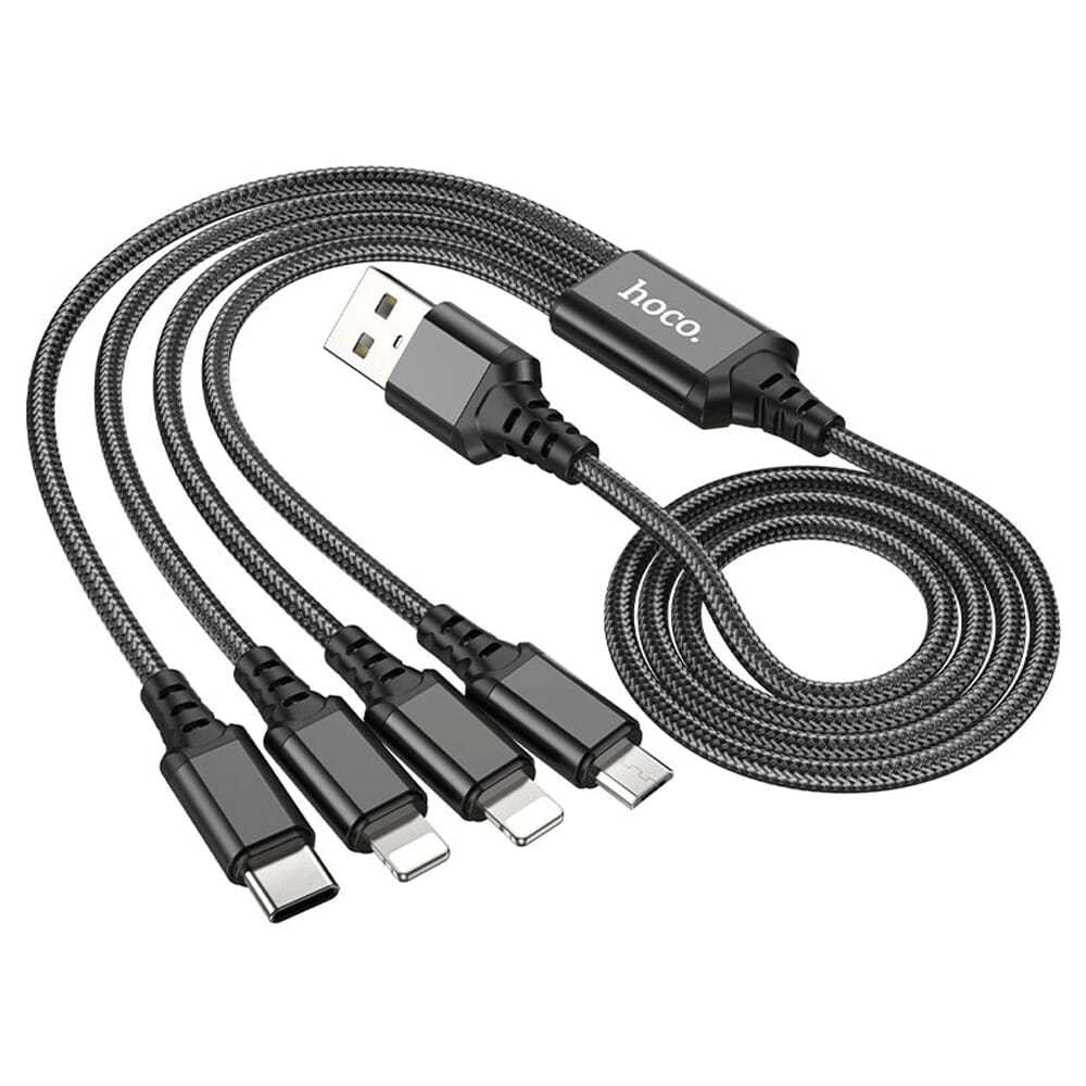 HOCO X76 4 in 1 Super Charging Cable 2 iP Type C Micro