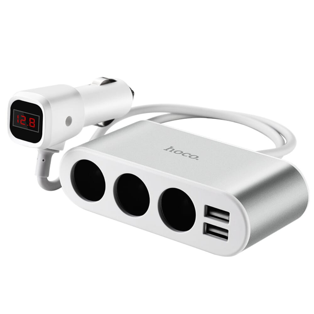 HOCO Z13 LCD One Pull Three Car Charger