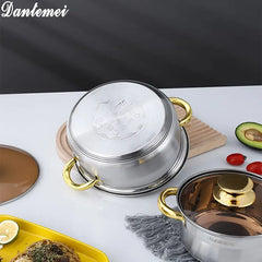 High Quality 3-Piece Stainless Steel Cookware Set with Glass Lids, Multi-Layer Base, Gas & Induction Compatible