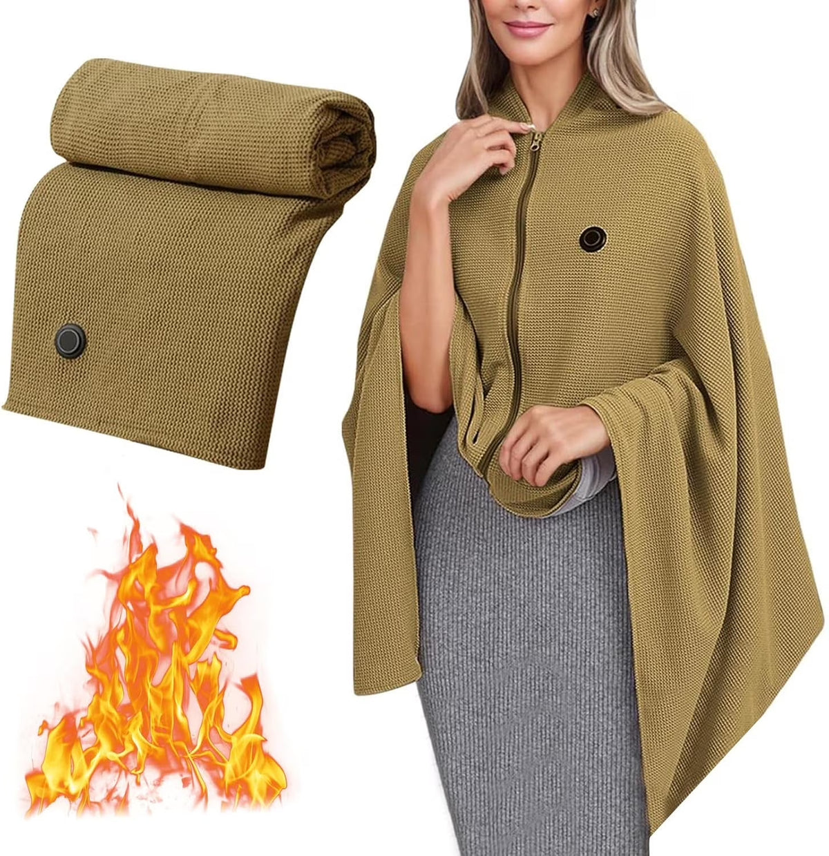 Premium USB Electric Heating Shawl Blanket 92 × 150 CM | 3-Level Temperature Control | Washable Soft Knitted Heated Throw | 5W USB Powered Warm Blanket for Home, Office & Travel