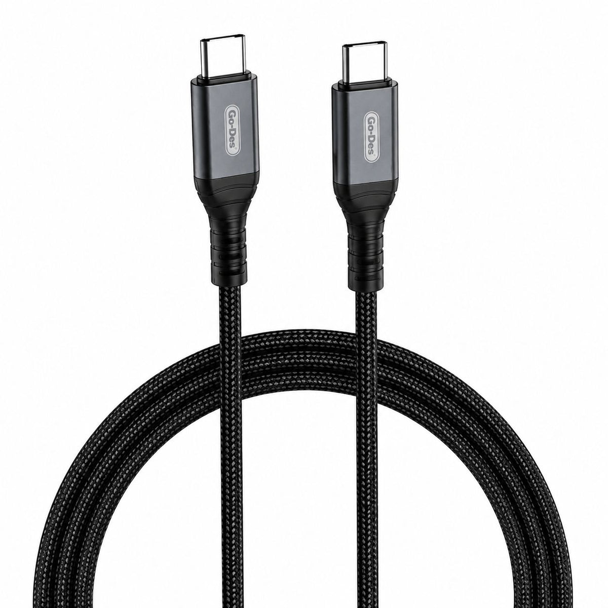 Go-Des 53-GD-UC619-4 1M USB-C to USB-C 60W PD Fast-Charging Nylon-Braided Cable with Data Synchronization, Reinforced Terminals and Tinned-Copper Core