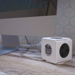 Allocacoc PowerCube Extended Monitor UK 1.5M Surge-Protected Power Extension With Multiple Outlets - 8930-UKEXMO