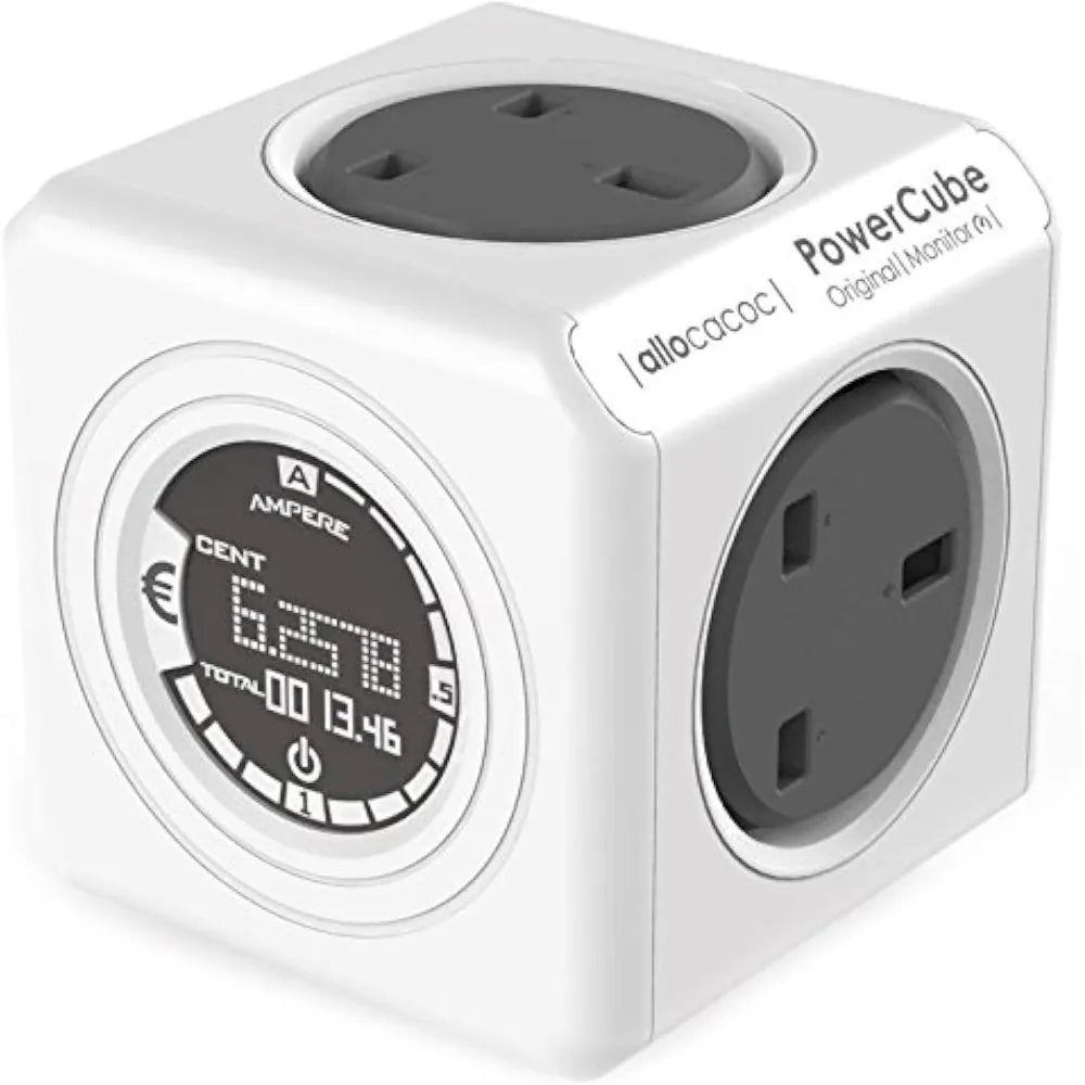 Allocacoc PowerCube Original Monitor UK Compact Multi-Plug Extension Adapter With Power Switch - 8830-UKORMO