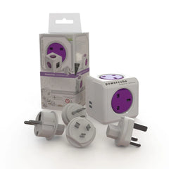 Allocacoc PowerCube Rewirable USB 4X Plug UK Compact Power Extension Cube With Dual USB Ports - 1850-UKRU4P