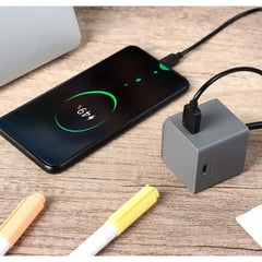 Allocacoc USB Cube Extended PD GaN 65W UK رمادي محول شحن عالي السرعة متعدد المنافذ - DH1257GY-UKPD65