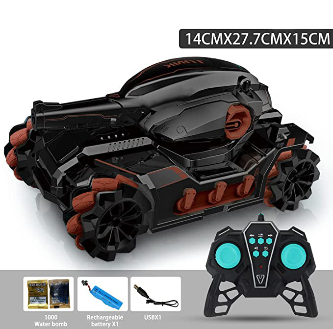 Cool High Speed Water Pellet Shooting RC Water Tank Car with All Terrain Capability - Remote and Gesture Controlled