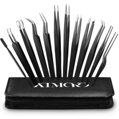Atmoko 12 Pcs ESD Tweezer Set Precision Anti-Static Stainless Steel Tool Kit - AMBY039BB