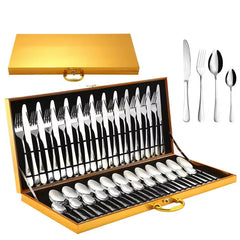 48 Piece Premium Stainless Steel Cutlery Set with Mirror Polish Finish, Ergonomic Design & Elegant Storage Case for Family Dining, Parties & Gifting