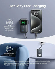 Anker MagGo Power Bank (10K, 35W, For Apple Watch, Built-In USB-C) -Black