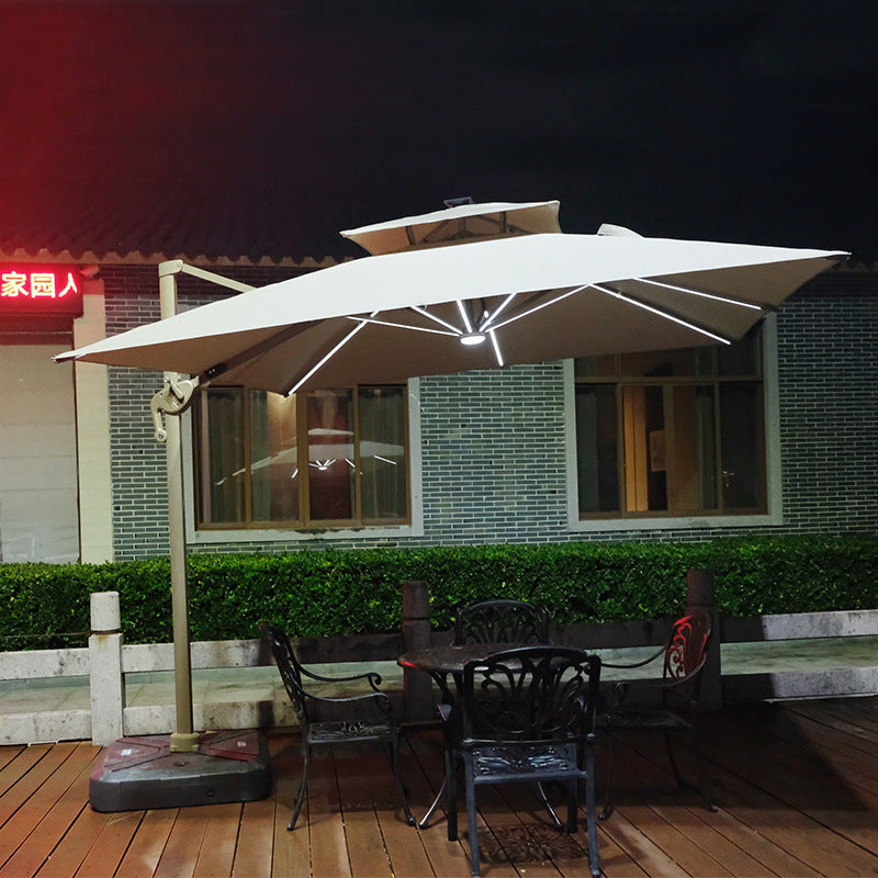 Patio Garden Cantilever Solar LED Umbrella - Waterproof, UV Resistant, 360° Rotation