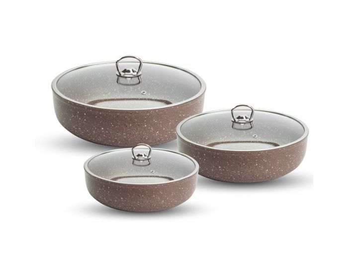 Saflon Tray 3 Pcs 30.28.26 cm with Glass Lid 4mm