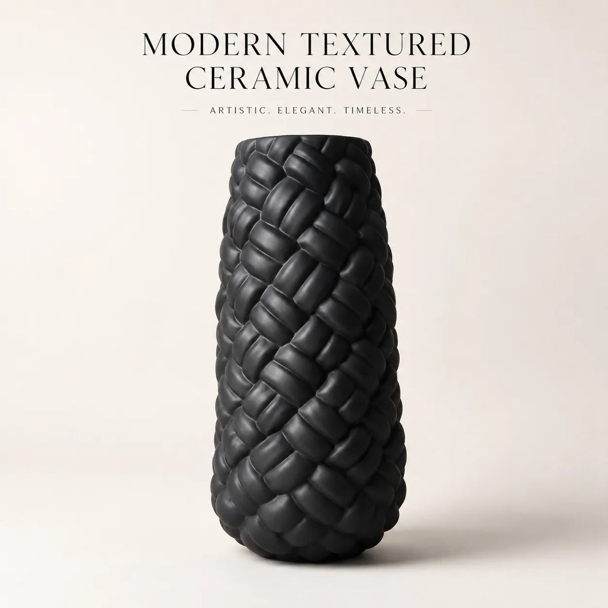 Modern Decorative Braided Weave Tabletop Ceramic Flower Vase for Living Room, Office & Home Décor - 25 x 12 CM