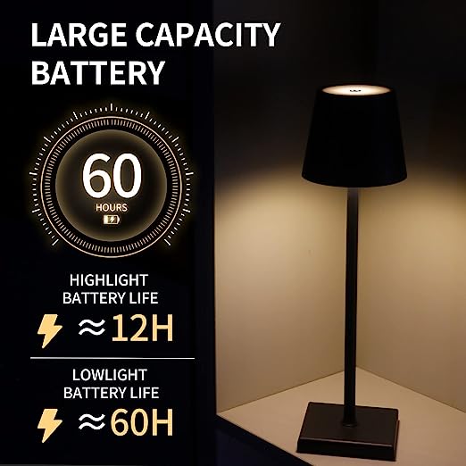 Modern LED Desk Touch Lamp with Dimming - Rechargeable, Waterproof Table Lamp for Home and Outdoor Use